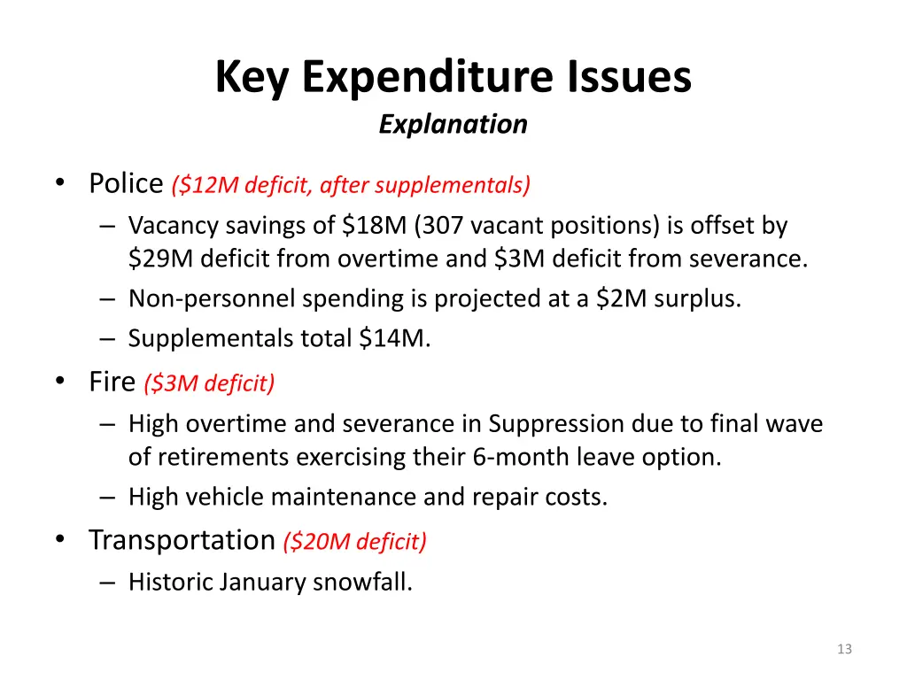 key expenditure issues explanation