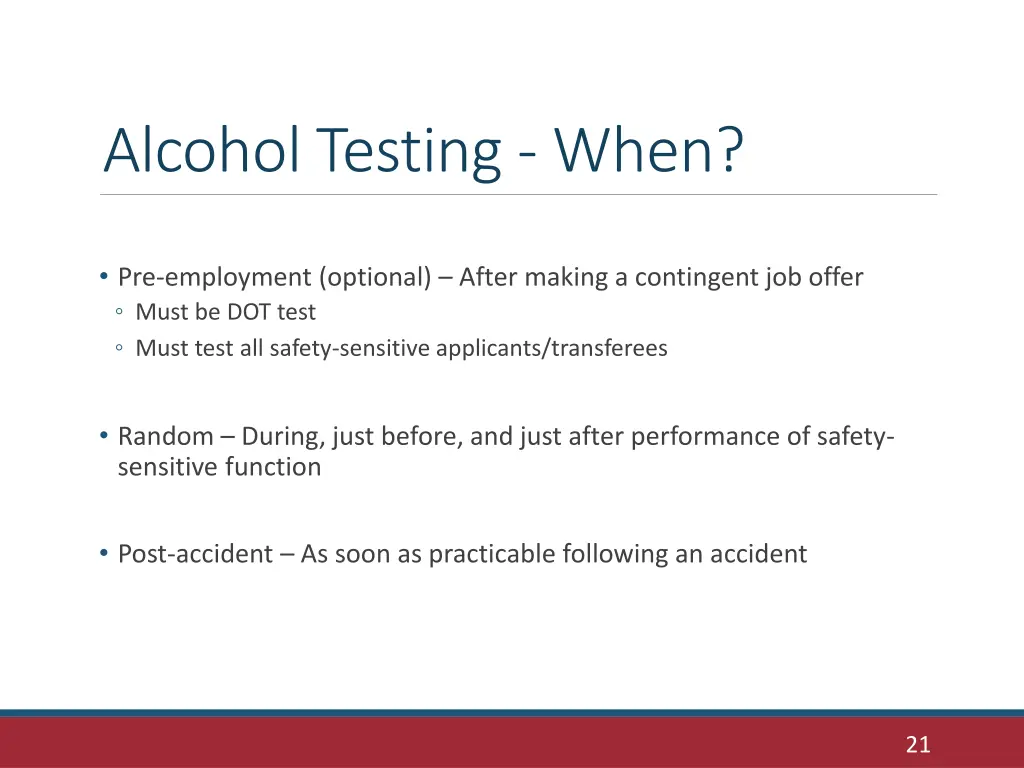 alcohol testing when