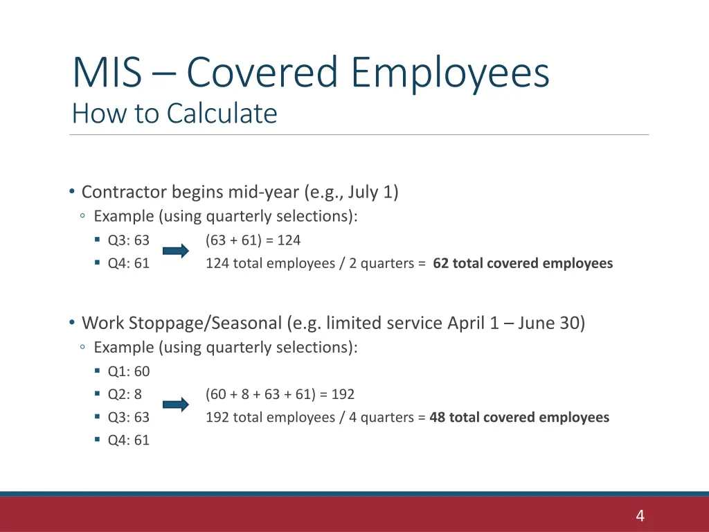 mis covered employees how to calculate 1