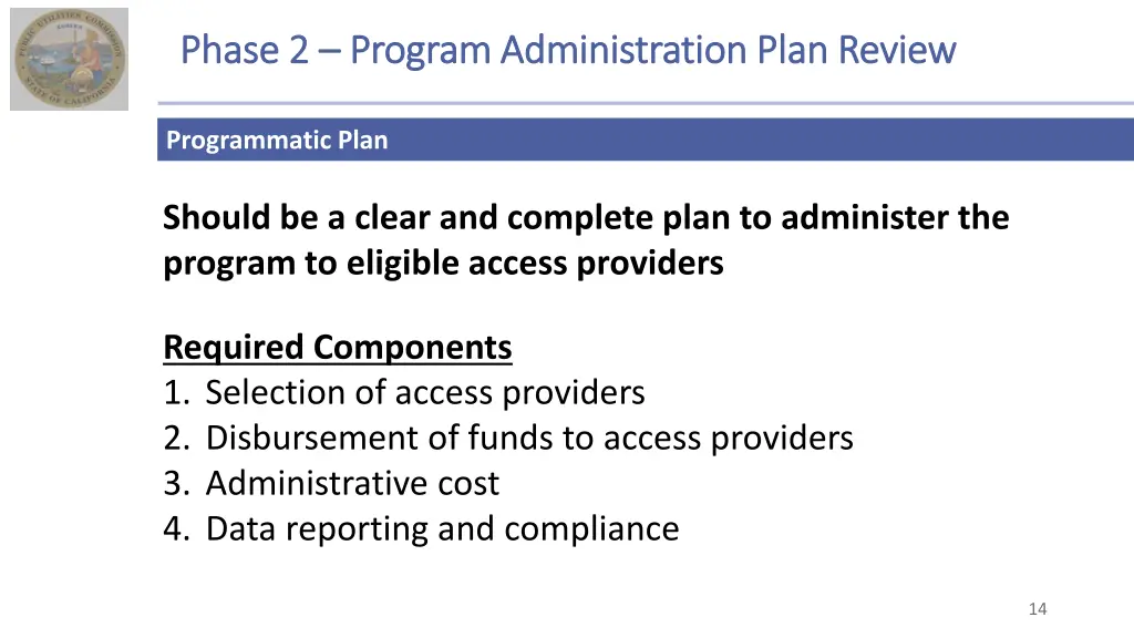 phase 2 phase 2 program administration plan