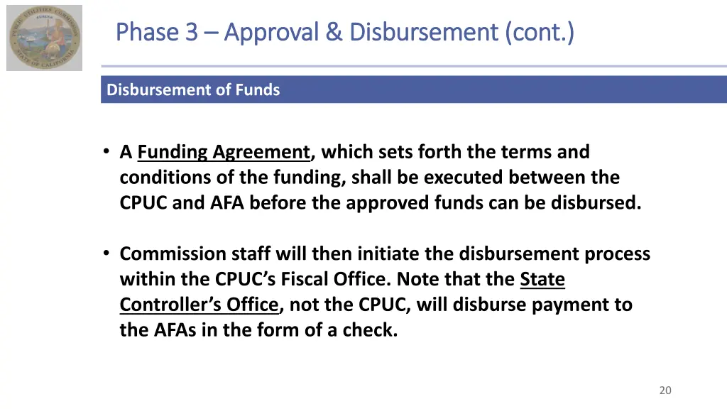 phase 3 phase 3 approval disbursement cont