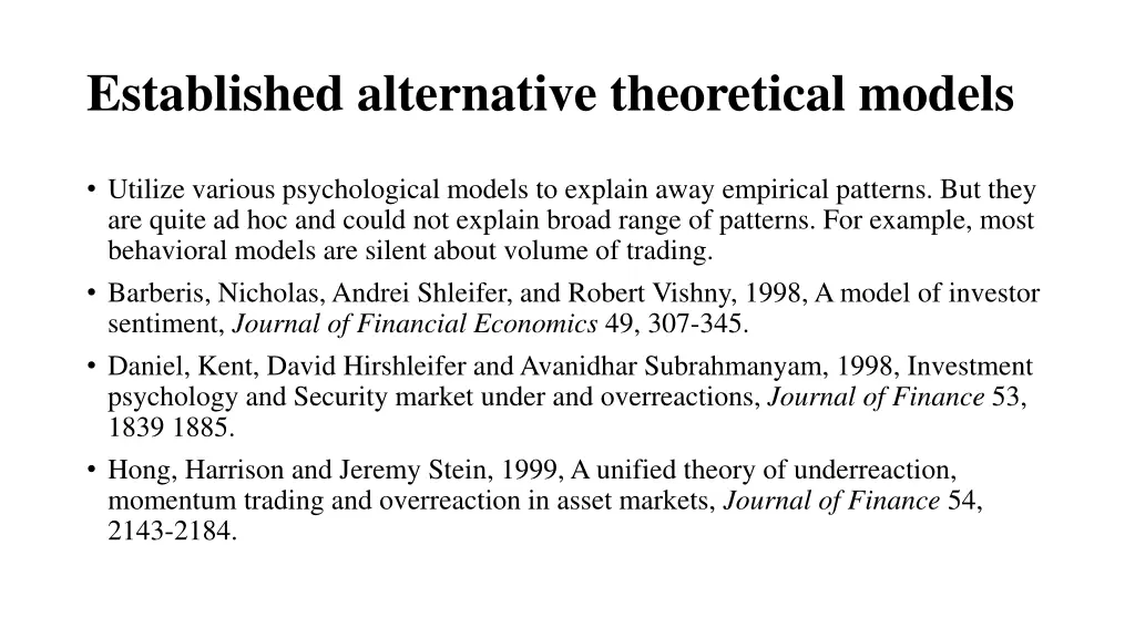 established alternative theoretical models