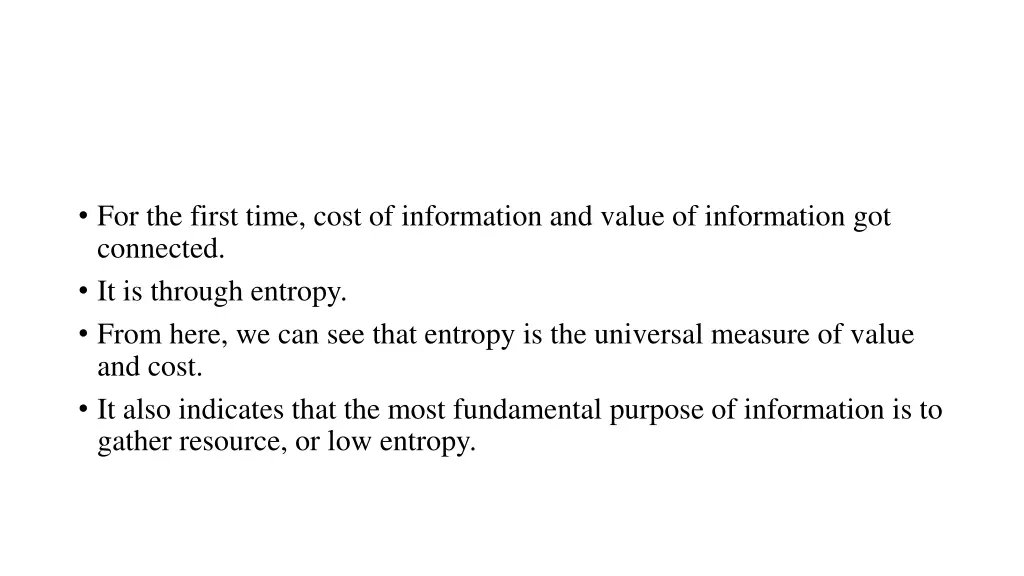 for the first time cost of information and value