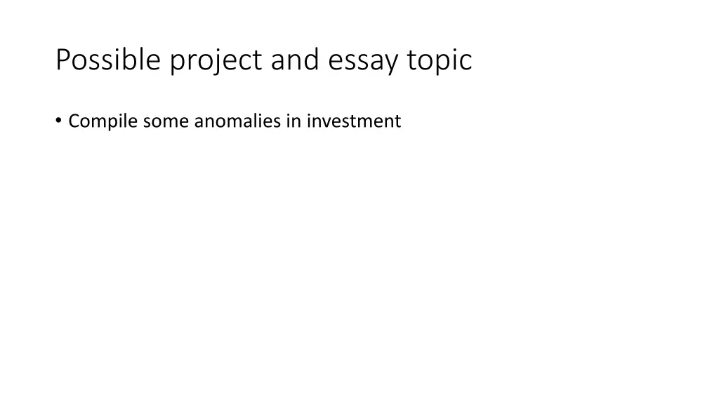 possible project and essay topic