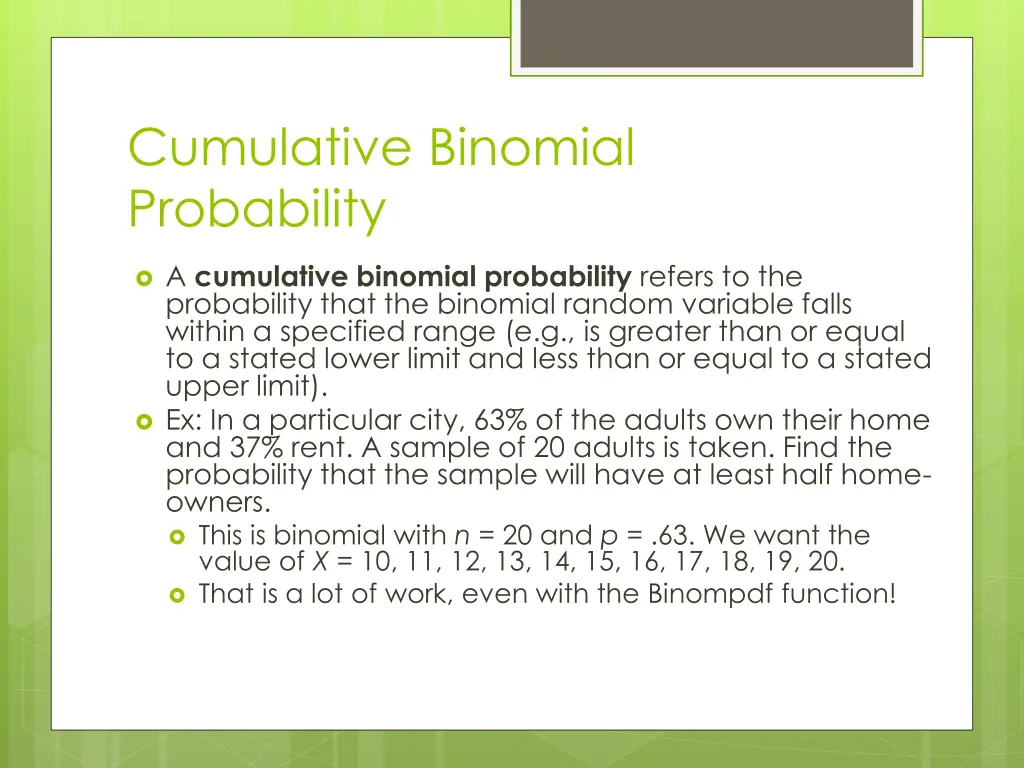 cumulative binomial probability