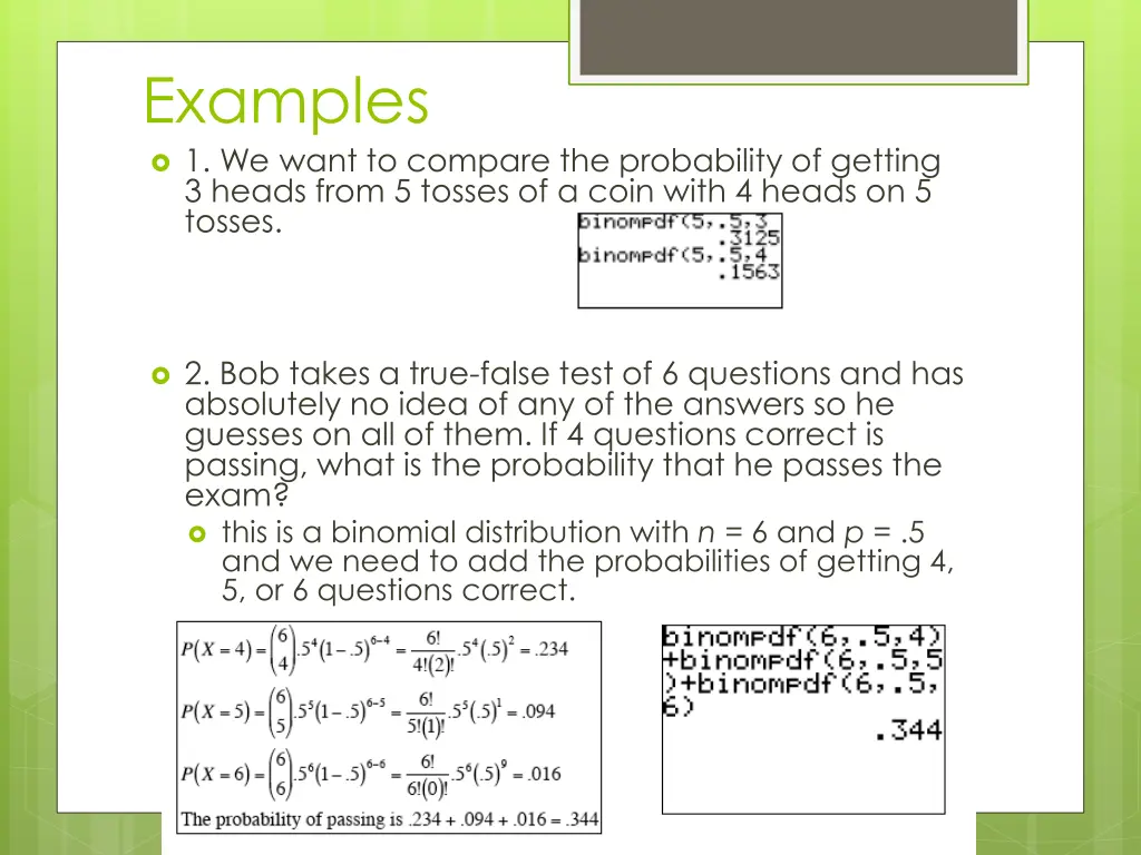 examples 1 we want to compare the probability