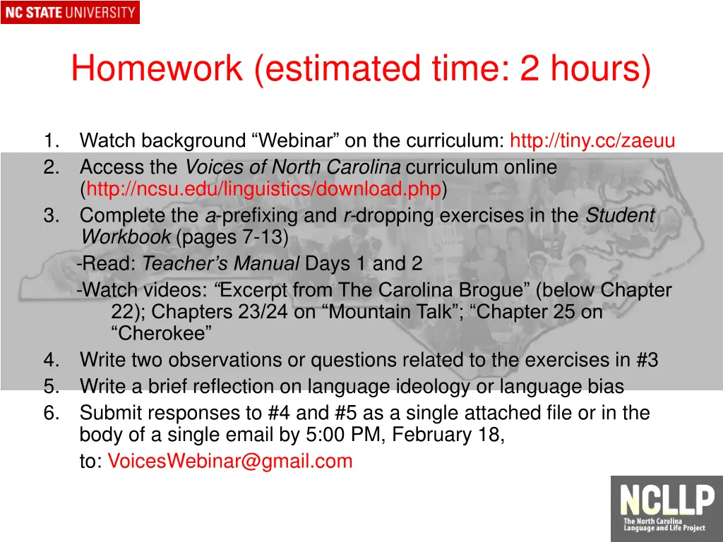 homework estimated time 2 hours 1