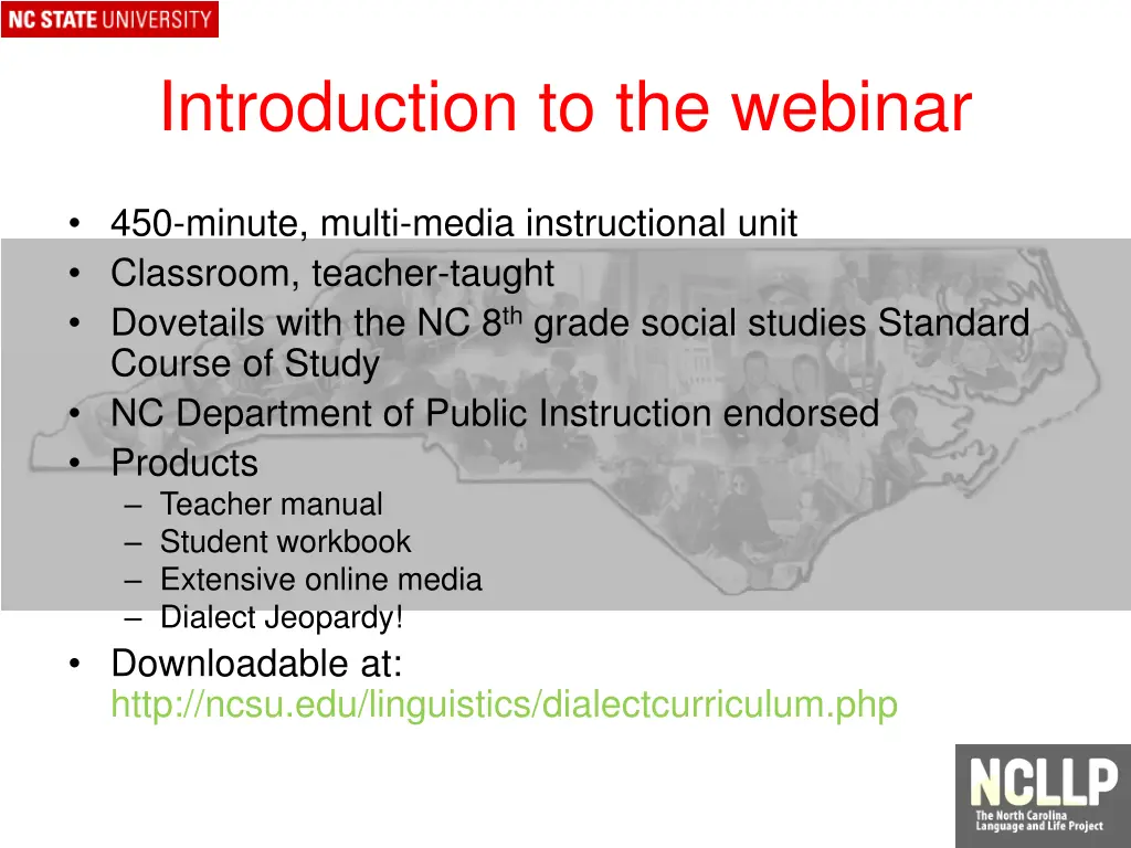 introduction to the webinar 1