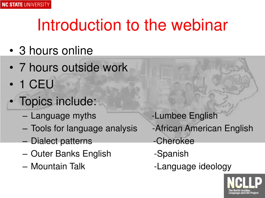 introduction to the webinar