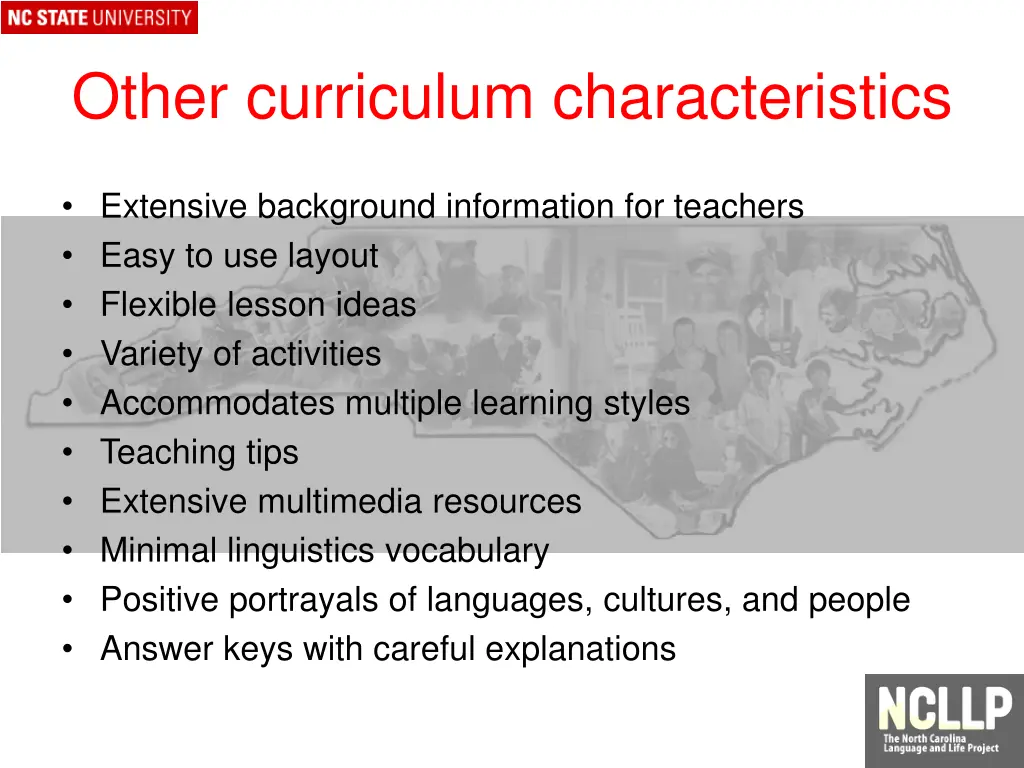 other curriculum characteristics