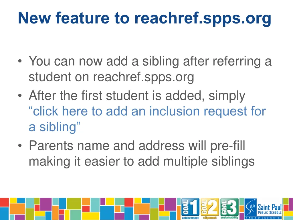 new feature to reachref spps org