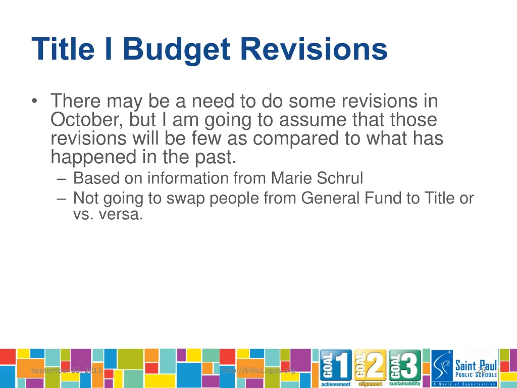 title i budget revisions