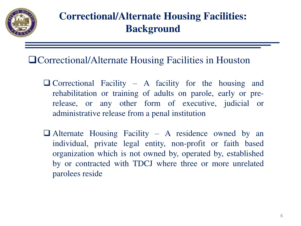 correctional alternate housing facilities