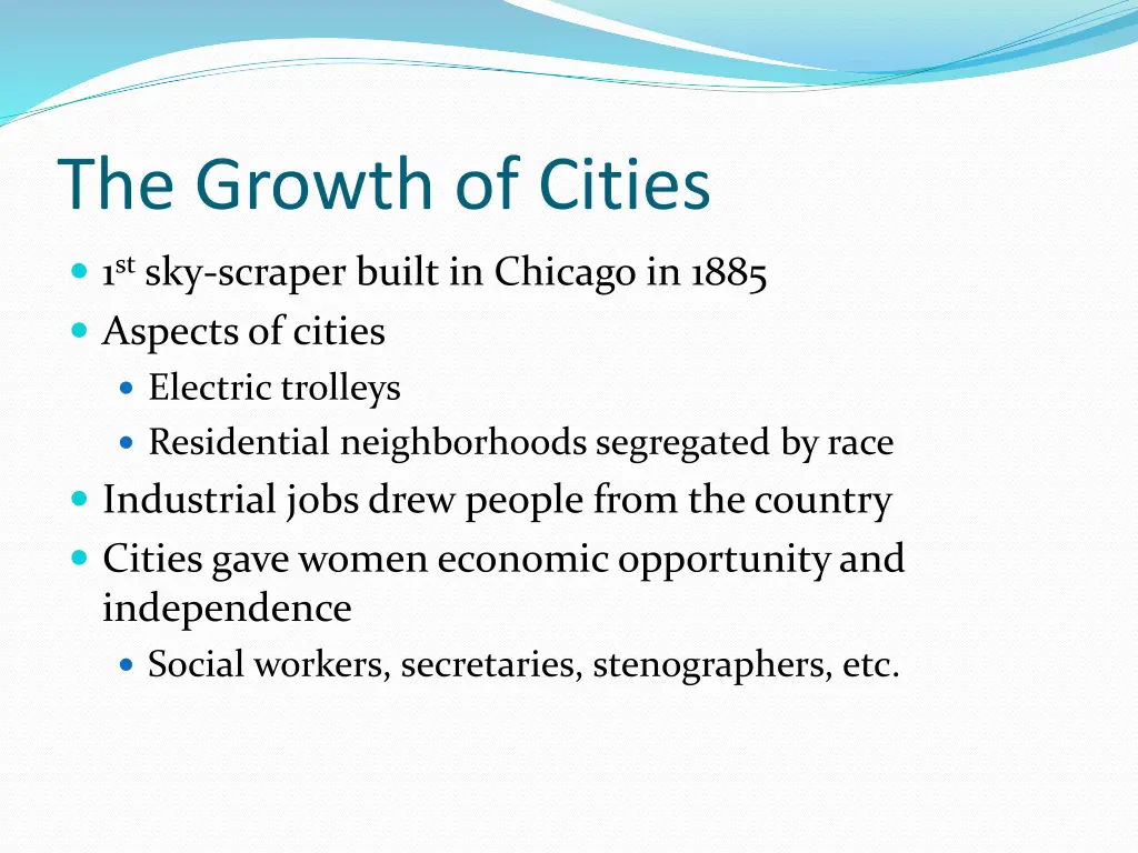 the growth of cities