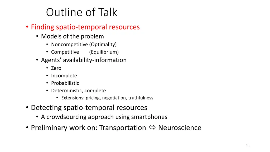 outline of talk finding spatio temporal resources