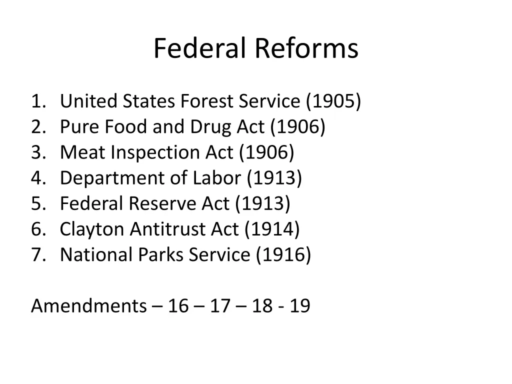 federal reforms