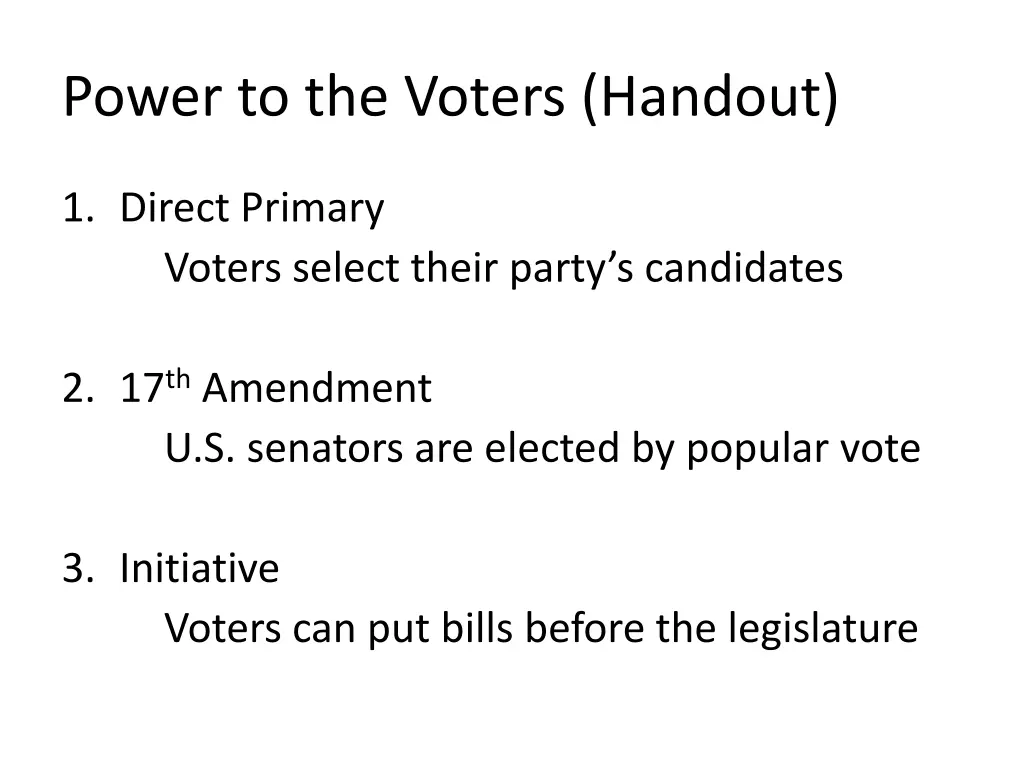 power to the voters handout