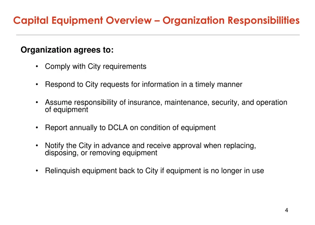 capital equipment overview organization