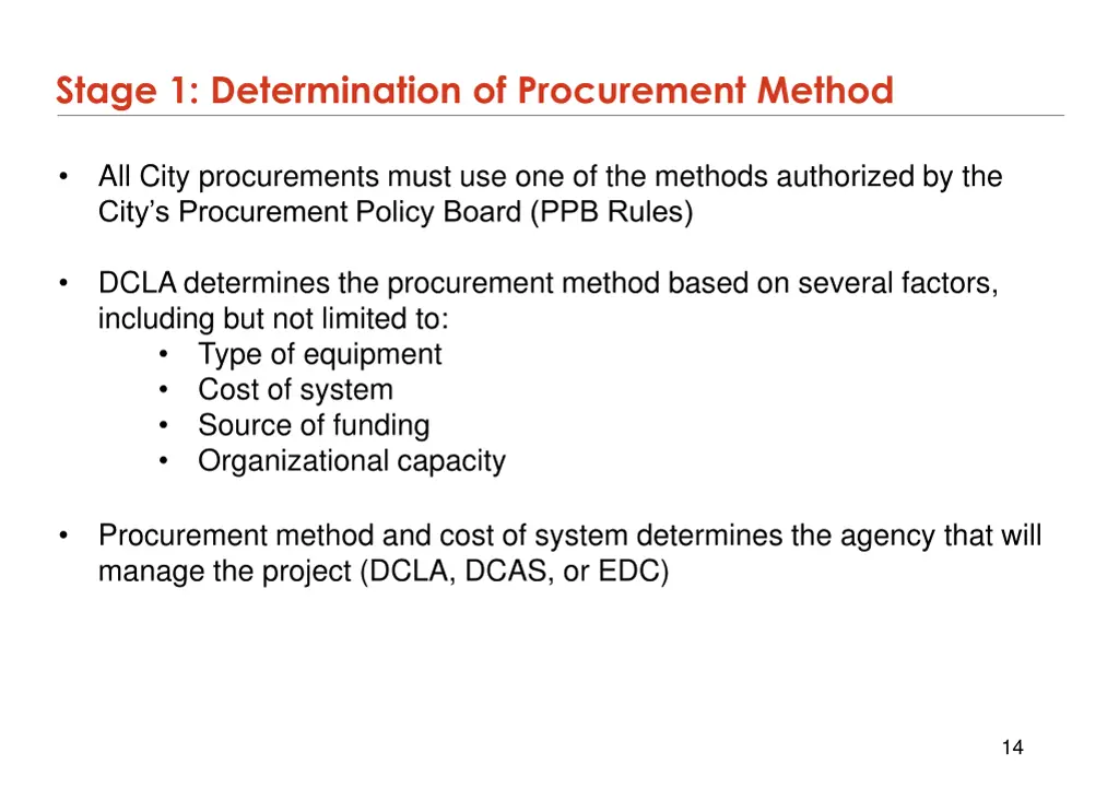 stage 1 determination of procurement method