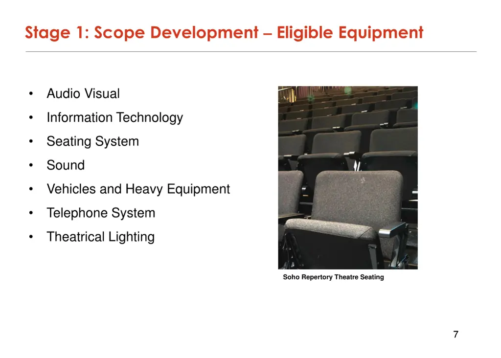 stage 1 scope development eligible equipment