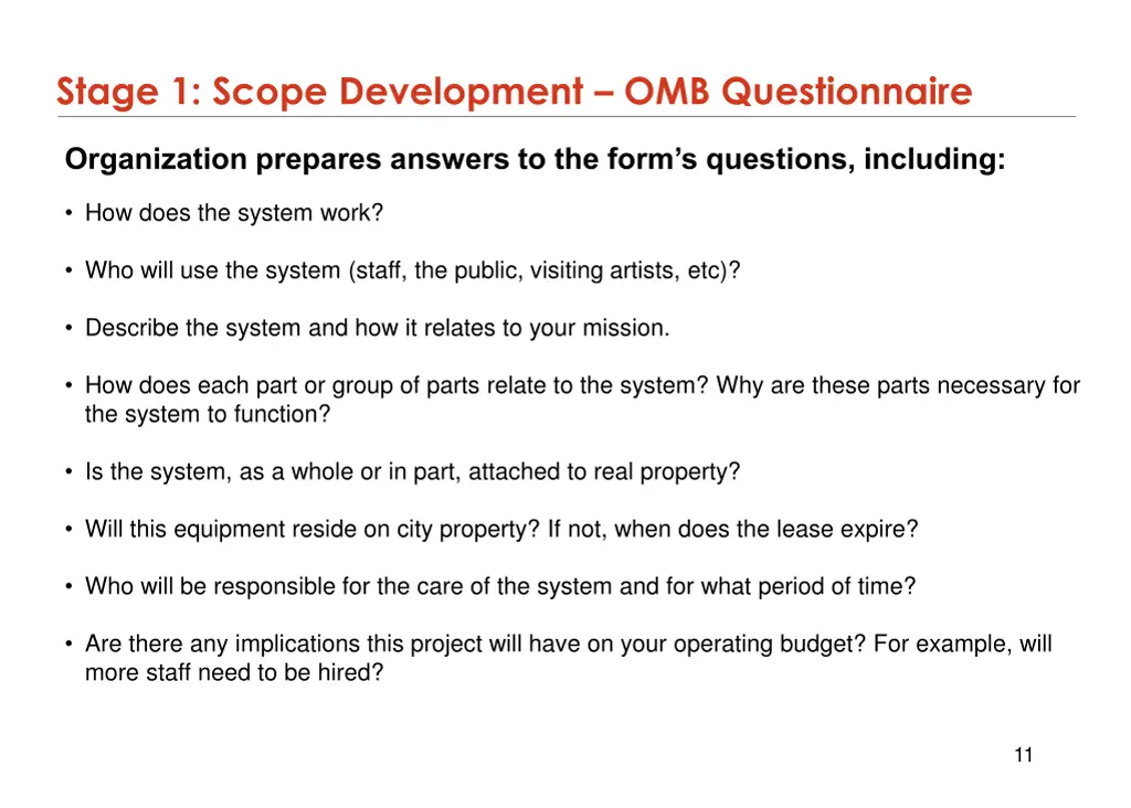 stage 1 scope development omb questionnaire