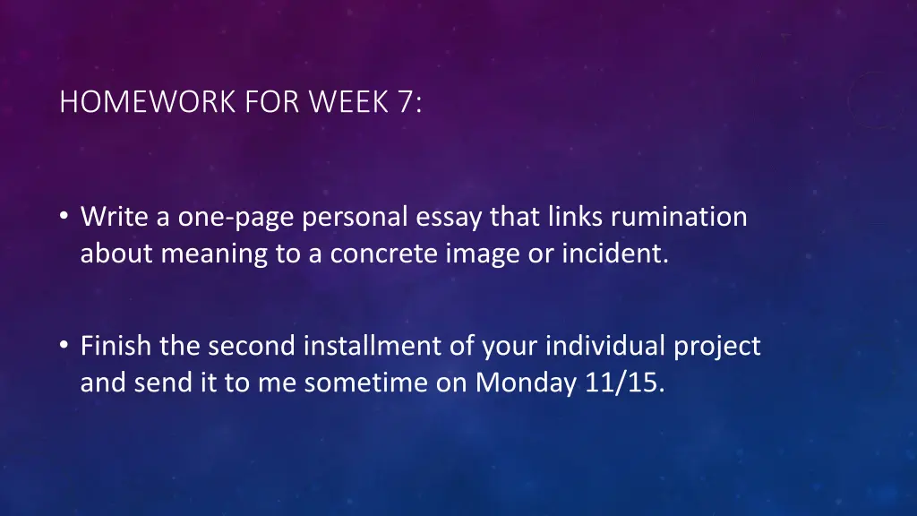 homework for week 7