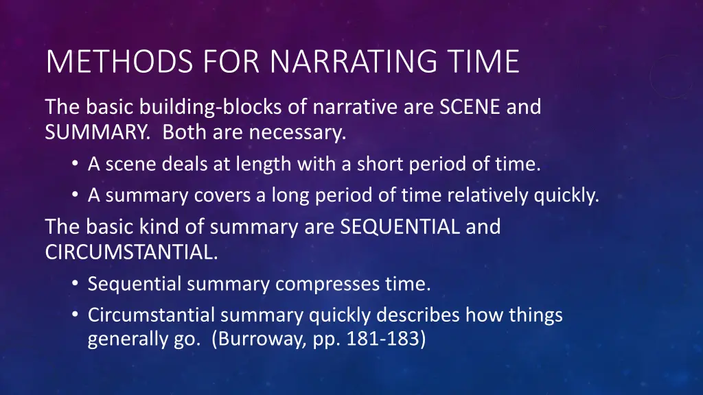 methods for narrating time