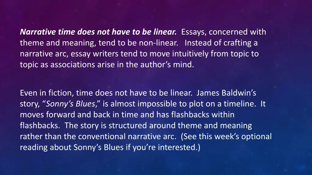 narrative time does not have to be linear essays