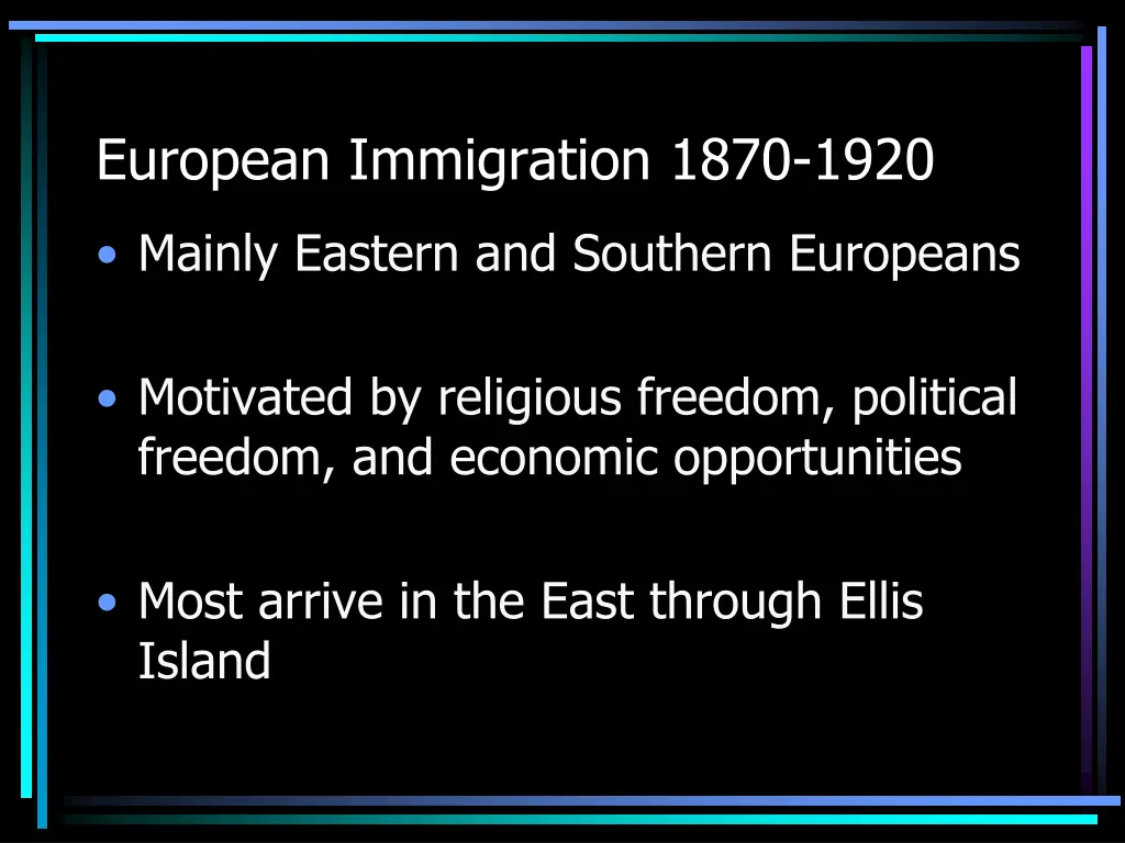 european immigration 1870 1920