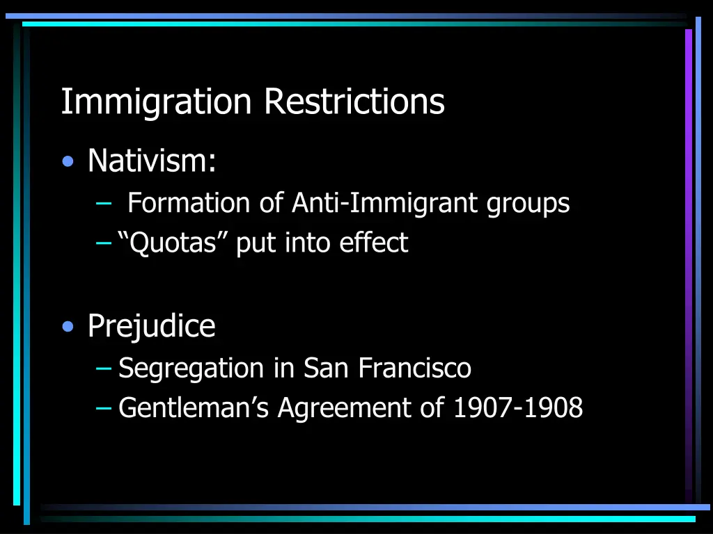 immigration restrictions