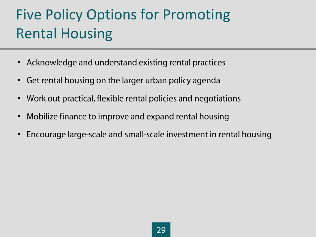 five policy options for promoting rental housing