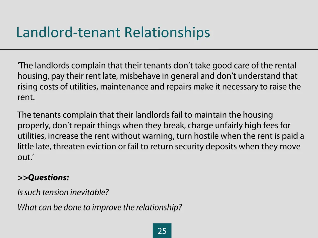 landlord tenant relationships