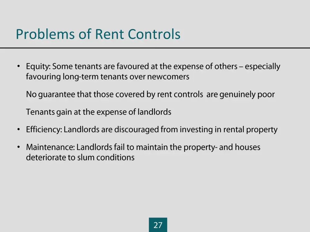 problems of rent controls