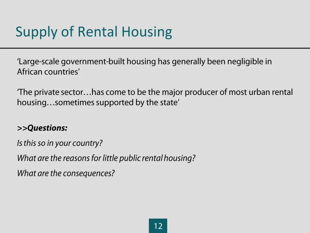 supply of rental housing