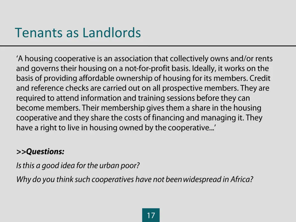 tenants as landlords