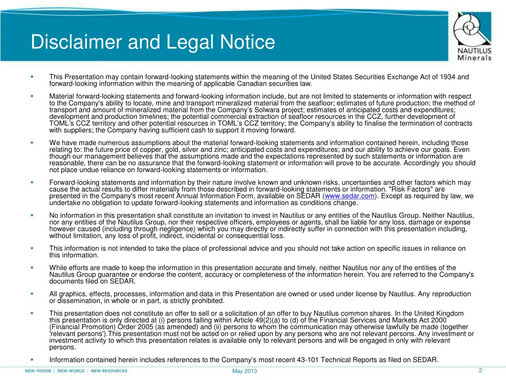 disclaimer and legal notice