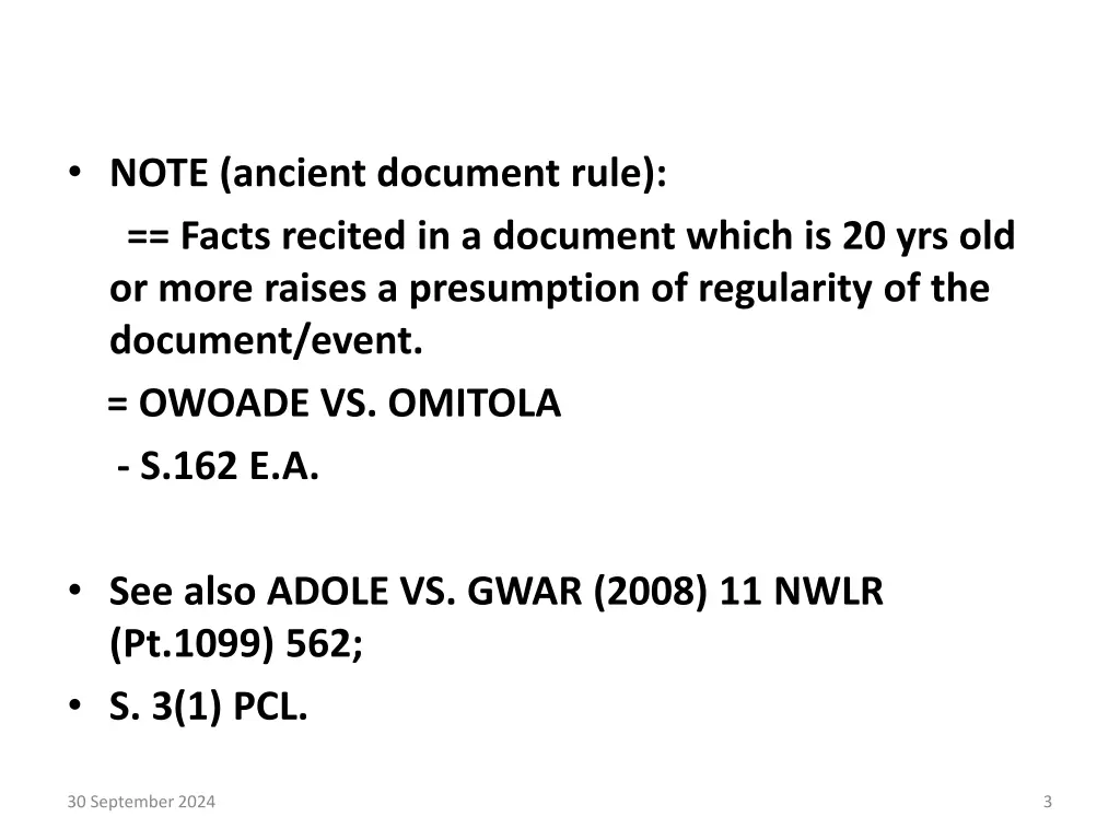 note ancient document rule facts recited