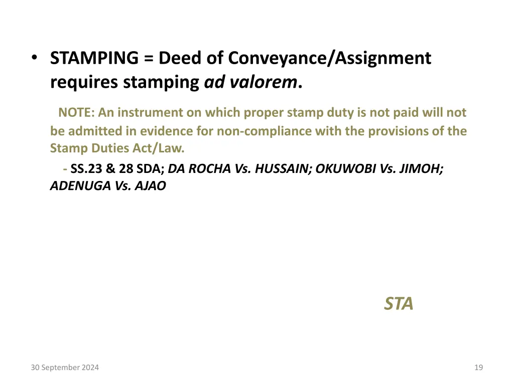 stamping deed of conveyance assignment requires