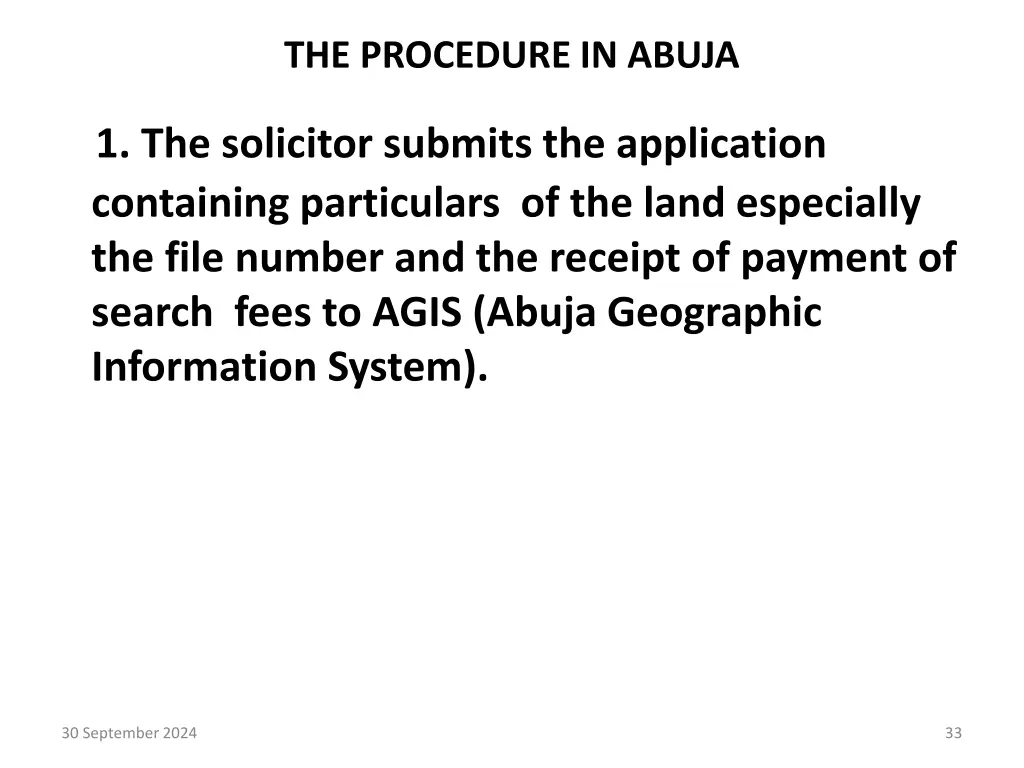 the procedure in abuja