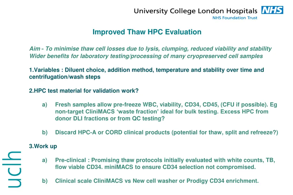 improved thaw hpc evaluation