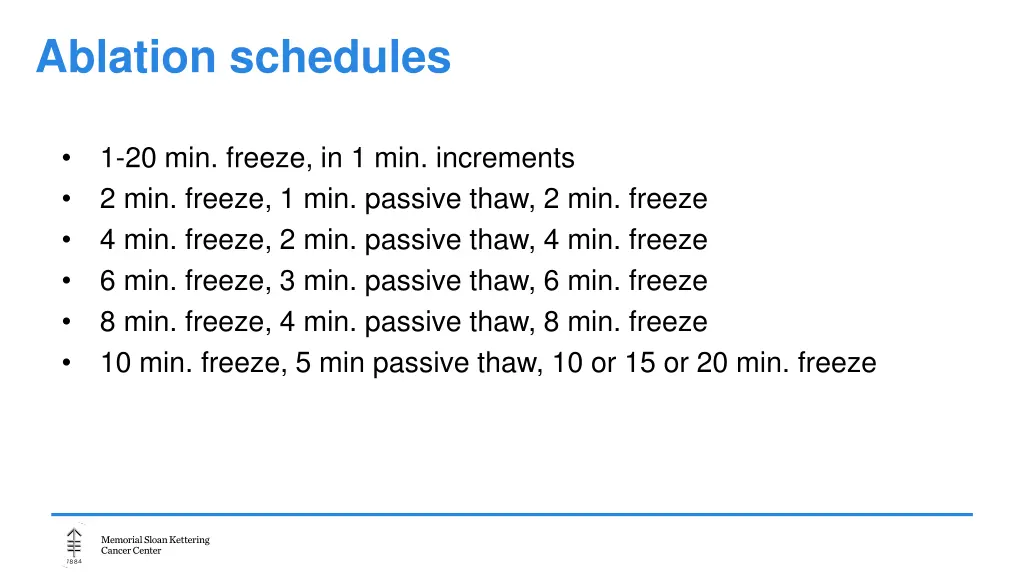 ablation schedules