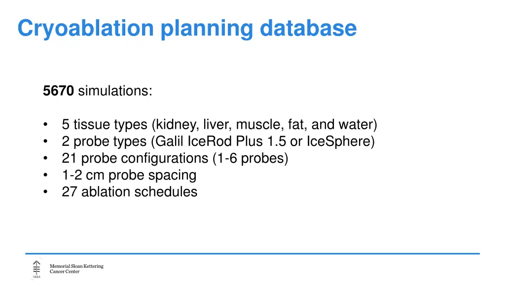 cryoablation planning database