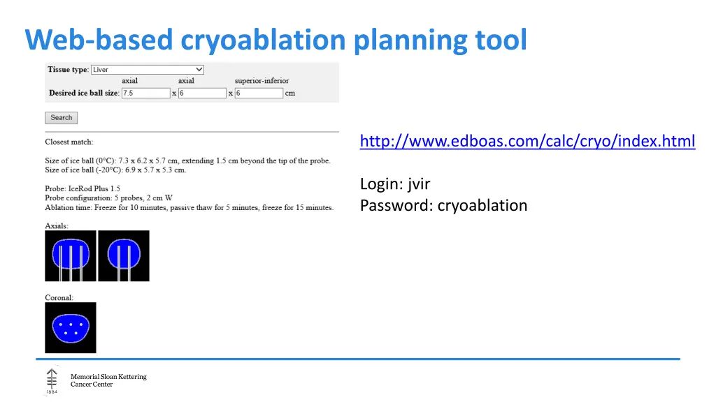 web based cryoablation planning tool