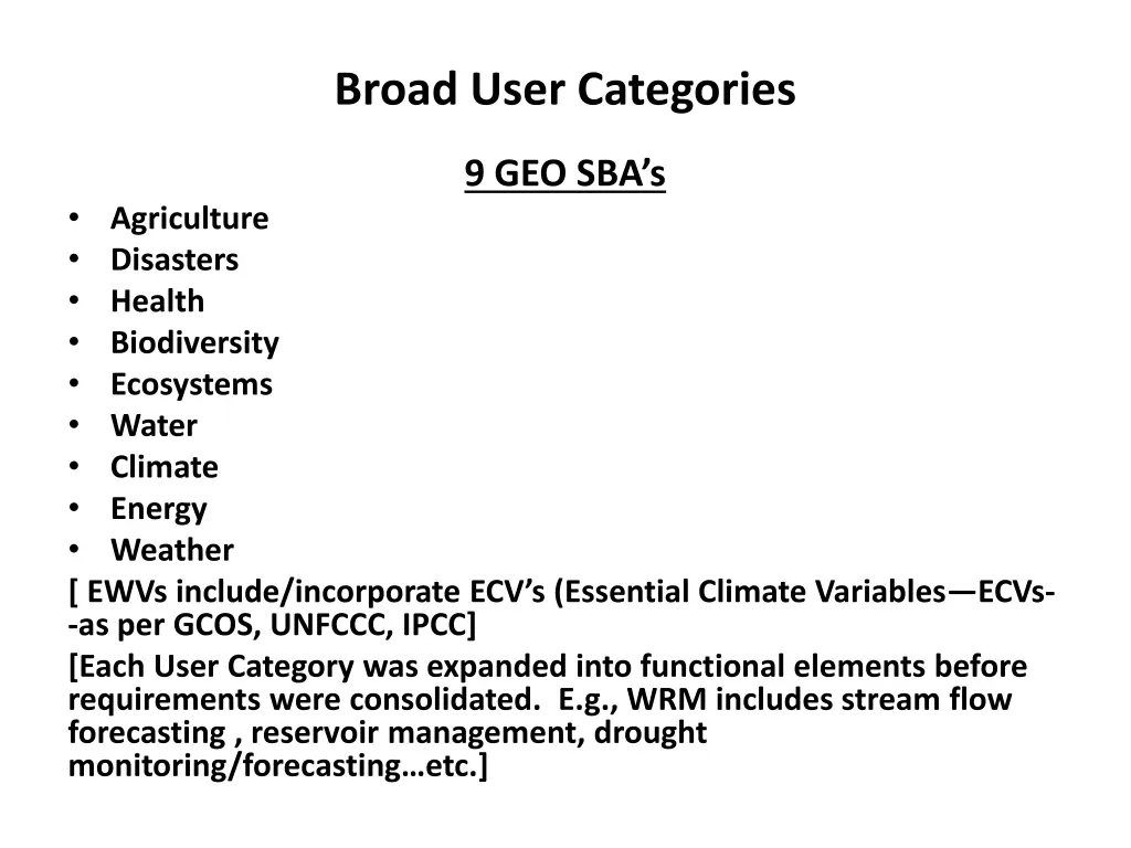 broad user categories 1