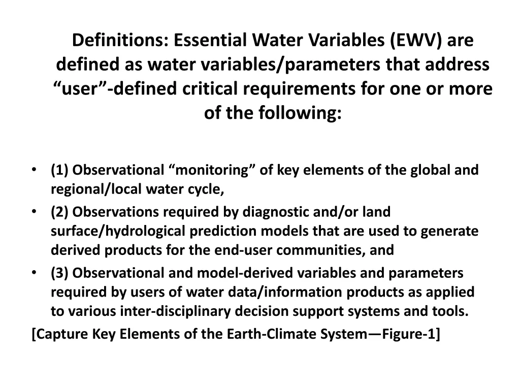 definitions essential water variables