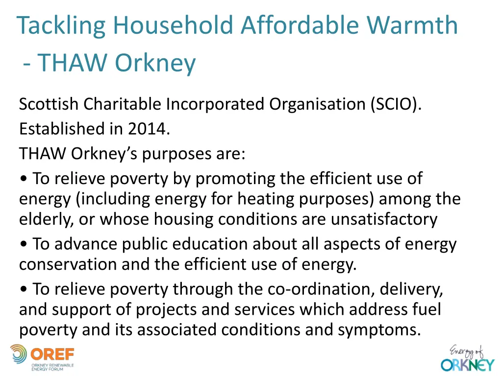 tackling household affordable warmth thaw orkney