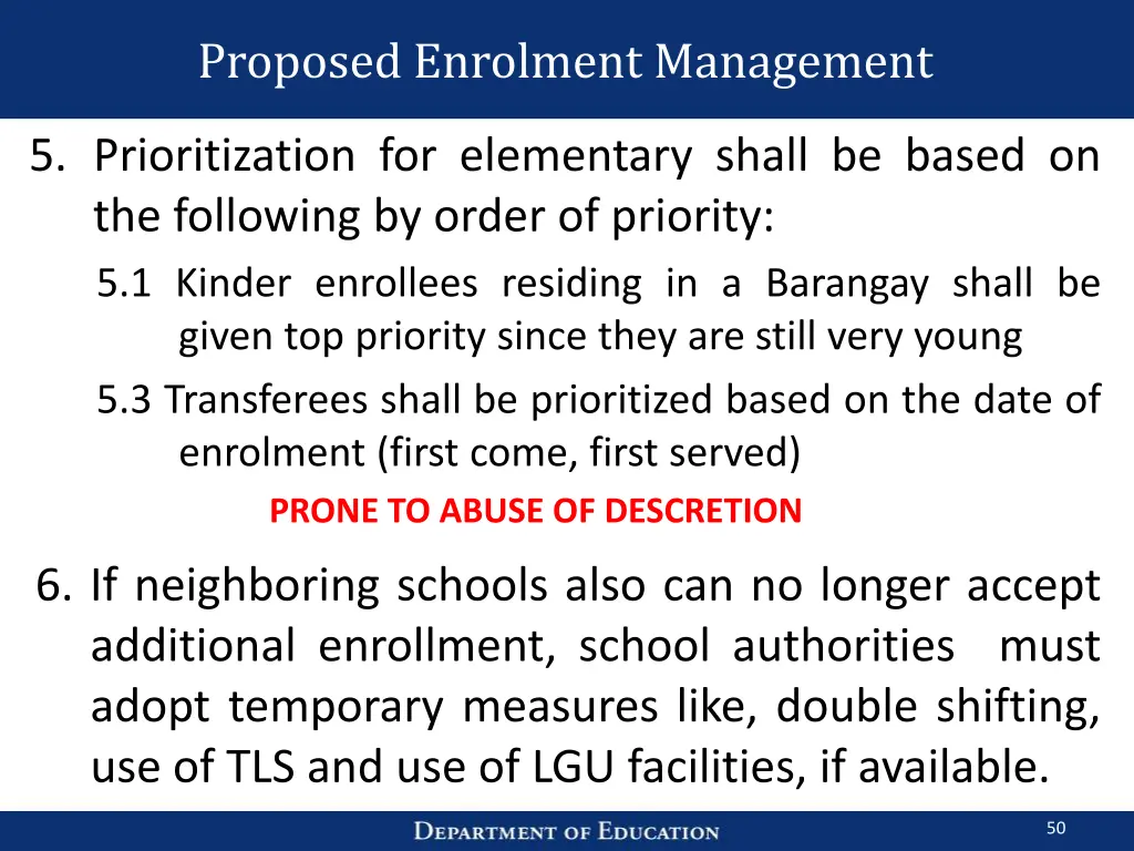 proposed enrolment management 2