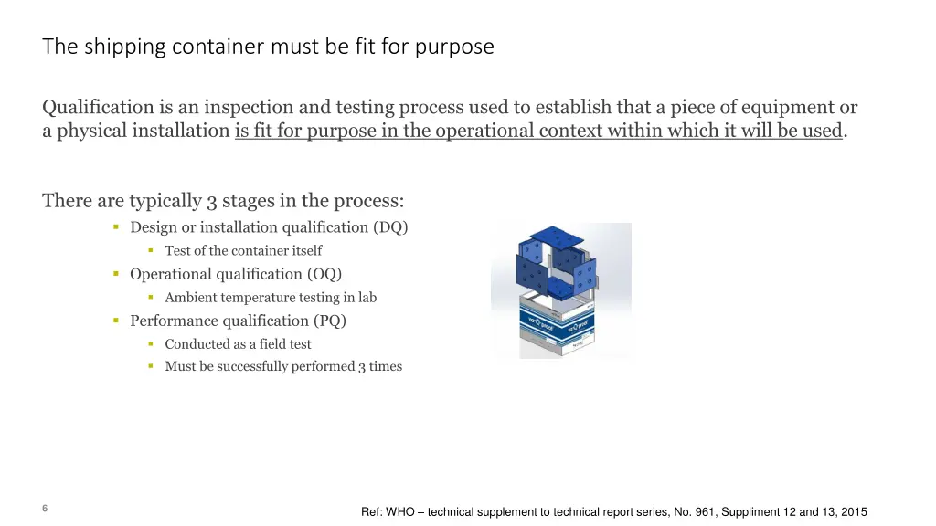 the shipping container must be fit for purpose