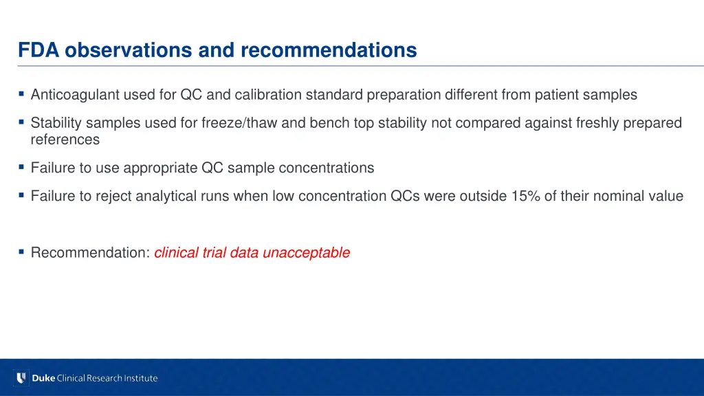 fda observations and recommendations