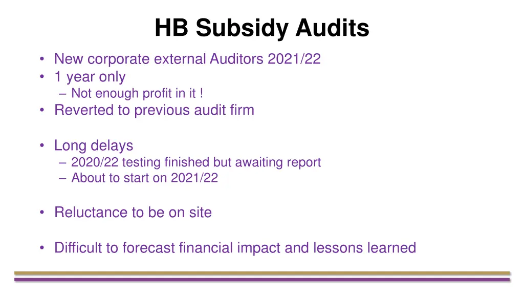 hb subsidy audits